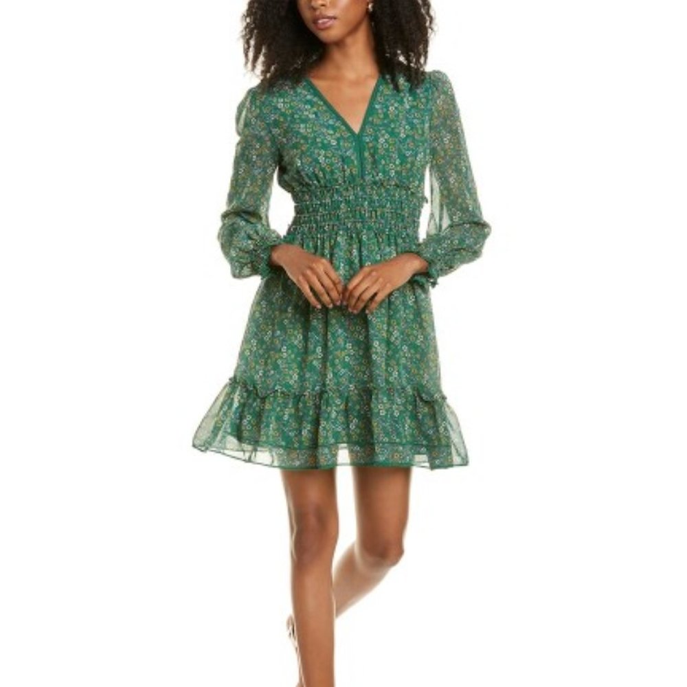 Max Studio Green Floral Empire Waist Dress, Medium (Like new)